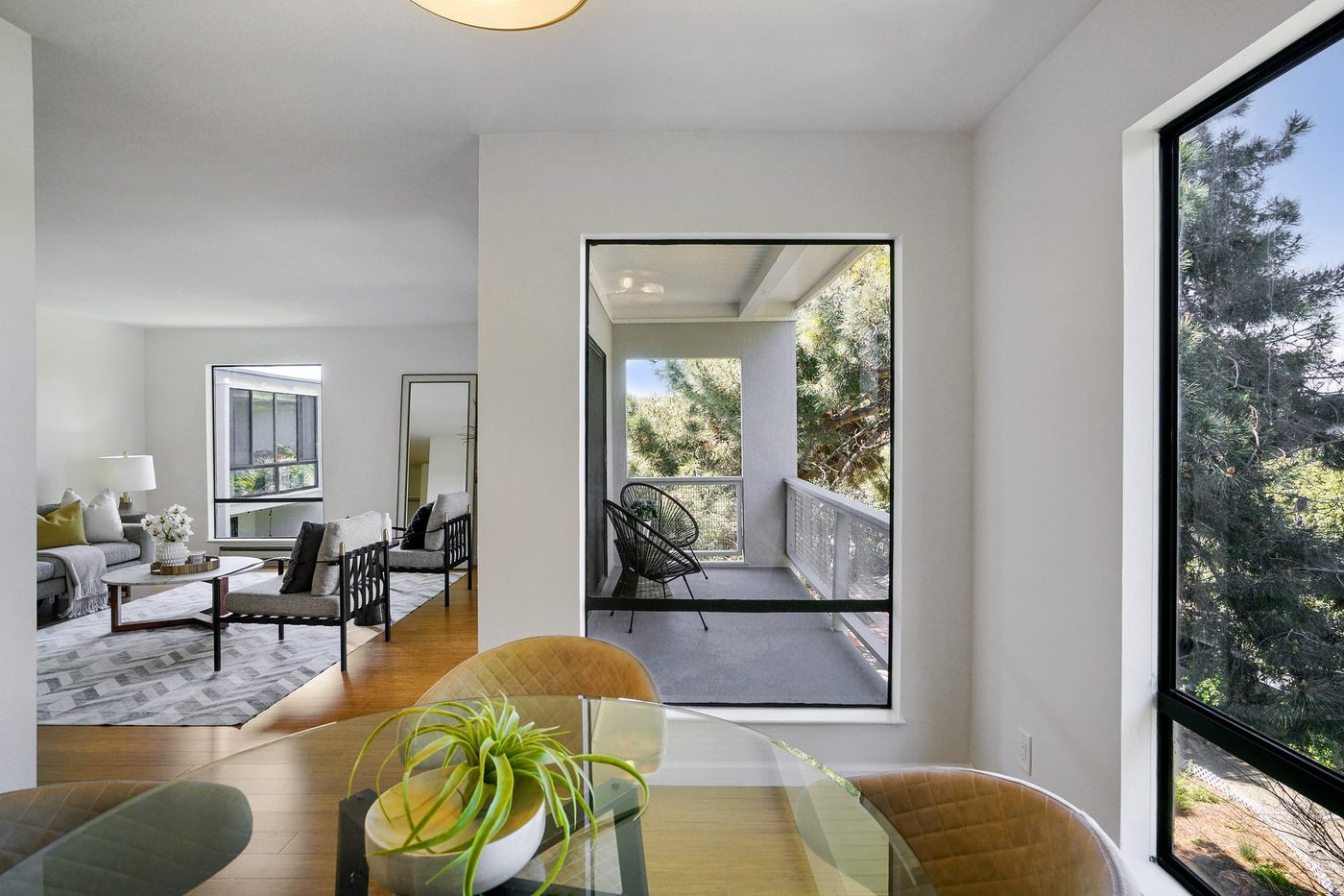 Dining area in a top floor condo in Emeryville