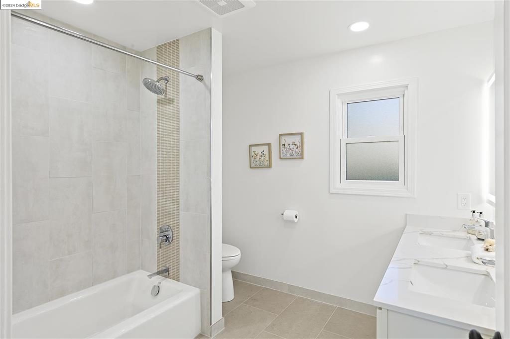 Main bathroom, custom Italian tile, spacious layout and redesign of the space